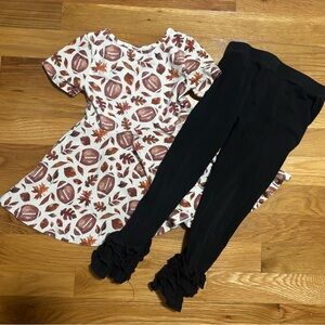 Kids Football Print Peplum with Black Leggings